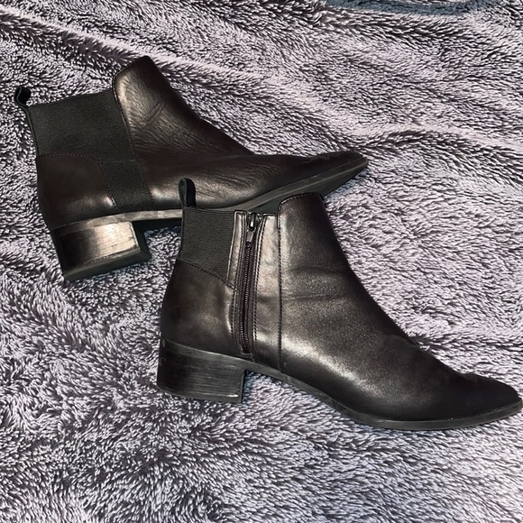 Black Leather Ankle Booties